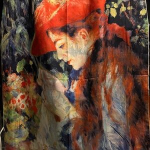 Artist  Silk  Renoir Scarf with  Multicolor Design 100% SILK Made in Spain